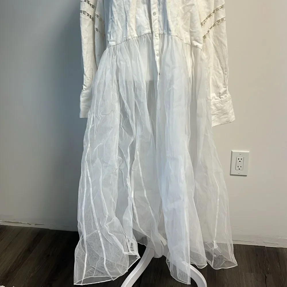 Free People Flower Bud Baby Maxi Top White L